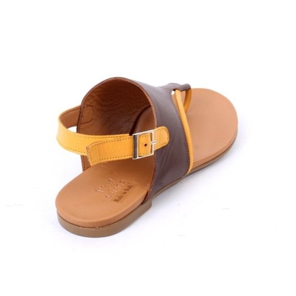 WOz 3015a Brown Leather Open-Toe Slides Sandals Shoes - Picture 4 of 8